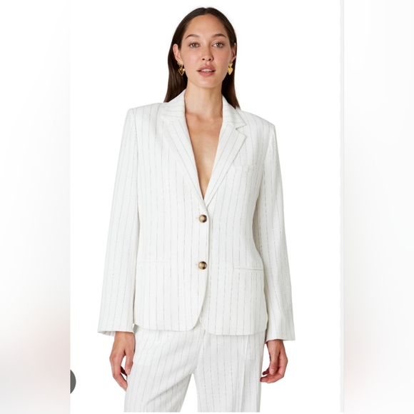 NWT Nia Felix Two-Botton Color Black/White Striped Blazer Size M - Picture 1 of 14